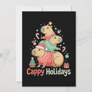 Christmas Cappy Capybara Xmas Tree Holiday Season Card