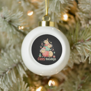 Christmas Cappy Capybara Xmas Tree Holiday Season Ceramic Ball Christmas Ornament