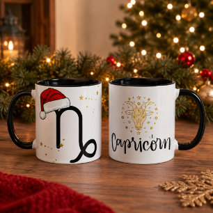 Christmas Capricorn Zodiac Santa Hat Mug