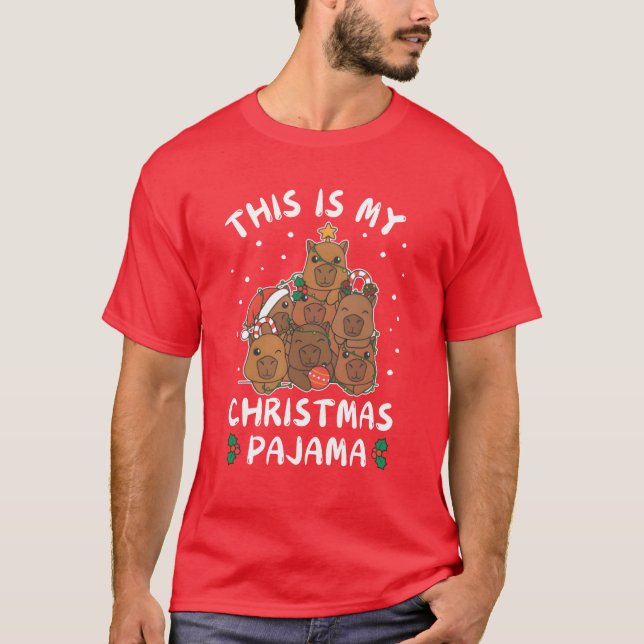 Christmas Capybara Christmas Pyjamas retro T-Shirt (Front)