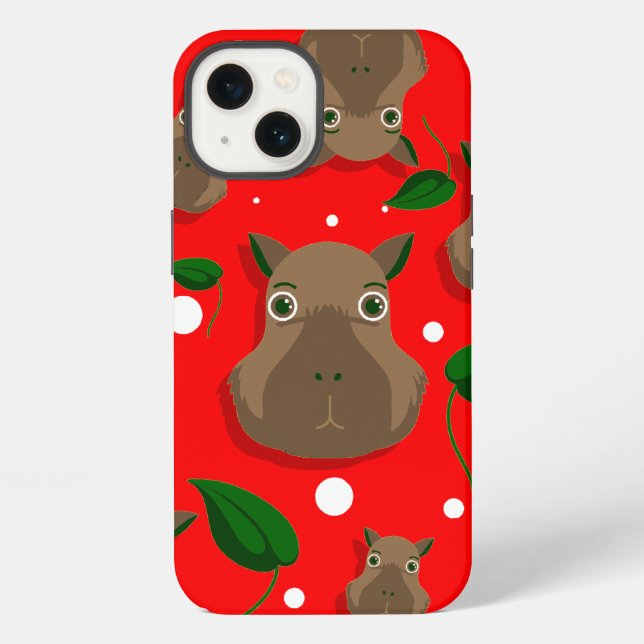 christmas capybara iPhone case (Back)