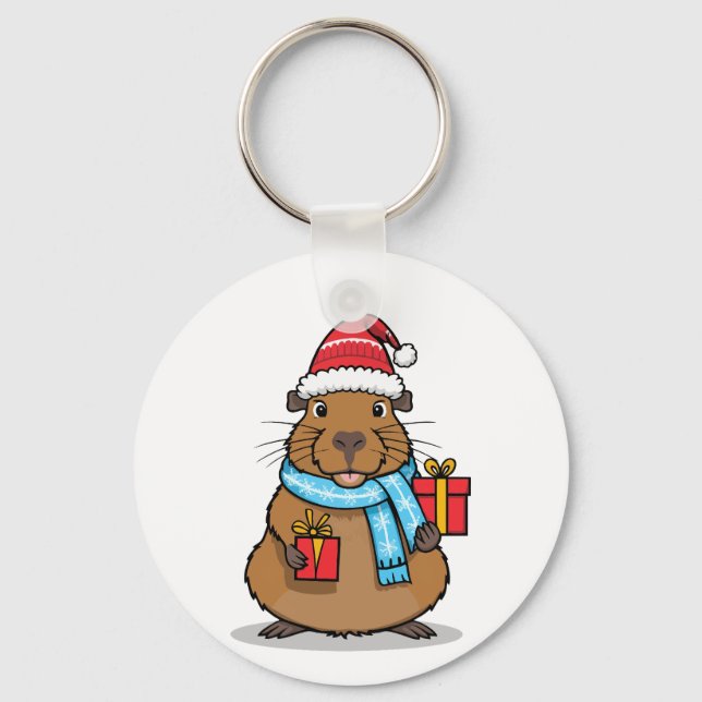 Christmas Capybara Key Ring (Front)