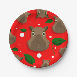 christmas capybara paper plate