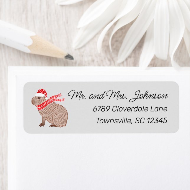 Christmas Capybara Return Address Label (Insitu)