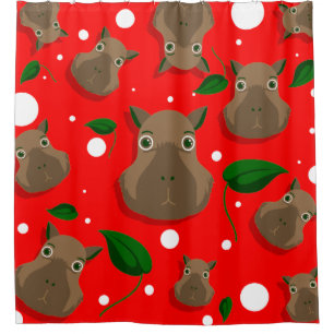 christmas capybara shower curtain