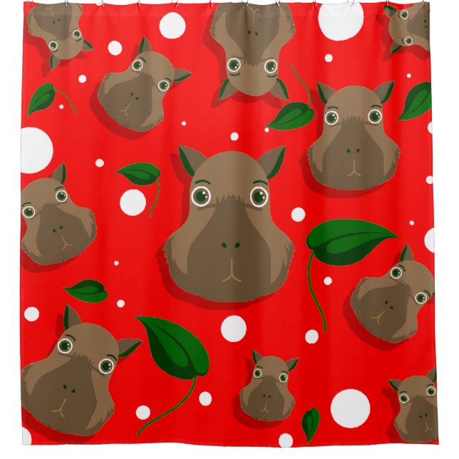 christmas capybara shower curtain (Front)