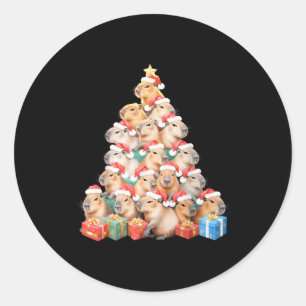 Christmas Capybara Tree Xmas Pajama Cute Capybara  Classic Round Sticker