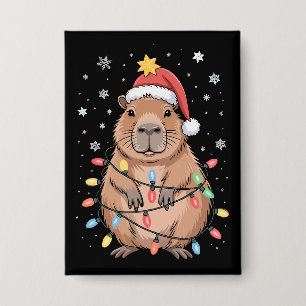 Christmas Capybara With Santa Hat Xmas Lights Tree
