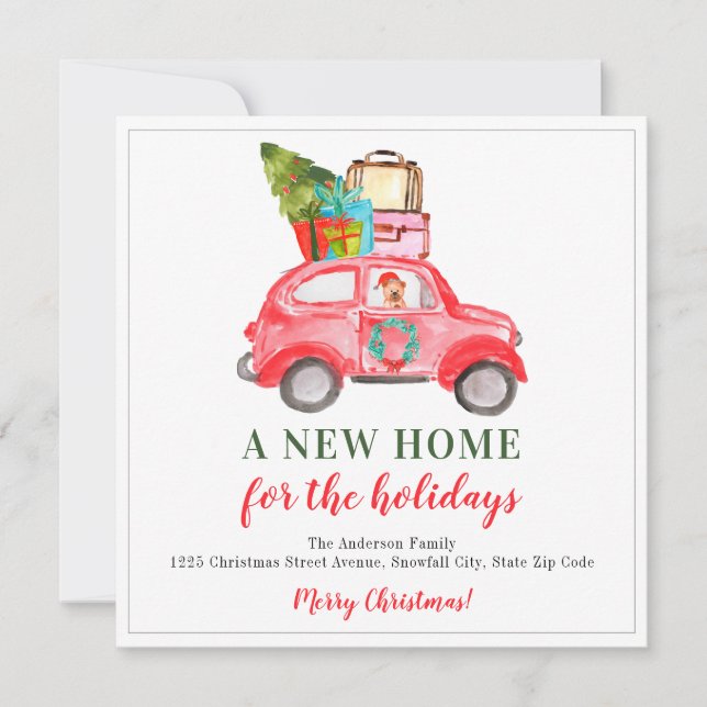 Christmas Car Bags New Home Cute Holiday Moving Announcement (Front)