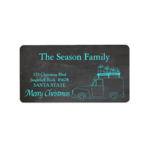 "Christmas car chalkboard Christmas  address label