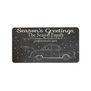 "Christmas car"  chalkboard Season's Greetings Label