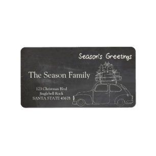 "Christmas car" chalkboard Season's Greetings Label