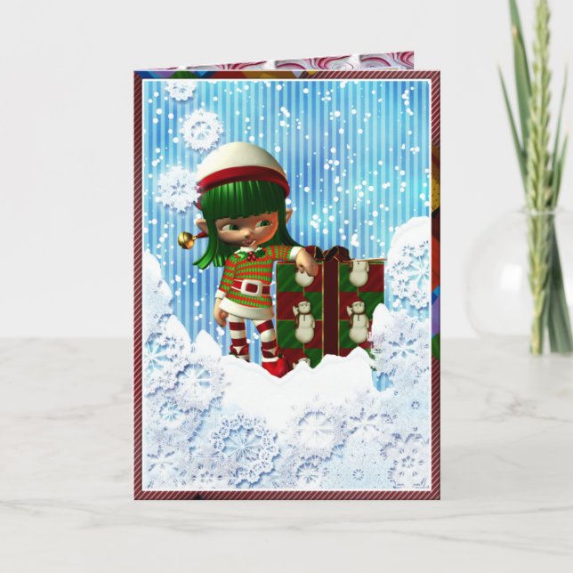 Christmas Card: A Gumdrop Elf with Attitude Holiday Card (Front)