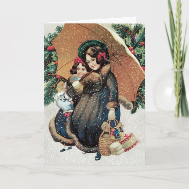 Christmas Card  - Adorable Mother Daughter Card (Front)