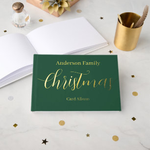 Christmas Card Album Personalised Family Name Guest Book