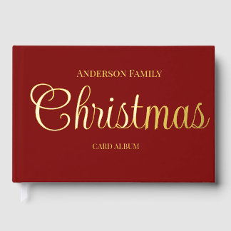 Christmas Card Album Personalised Family Name Guest Book