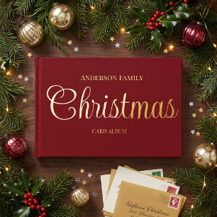 Christmas Card Album Personalised Family Name Guest Book