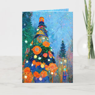 Christmas Card Alphonse Mucha stylised watercolor