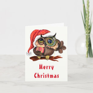 Christmas Card Baby Owl with Gifts