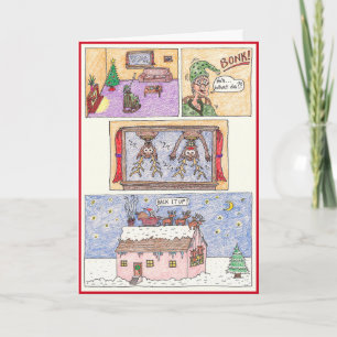 Christmas Card -Cartoon, "Over The Top"
