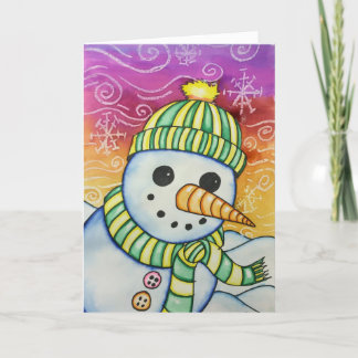 Christmas Card  Colourful Snowman  