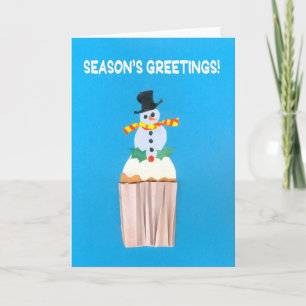 Christmas Card Cupcake with Snowman
