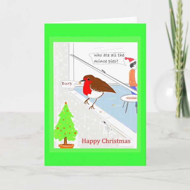 Christmas Card customisable cute robin (Front)