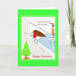 Christmas Card customisable cute robin