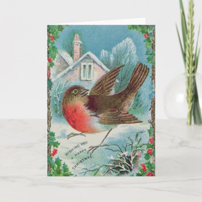 Christmas card depicting a robin (Front)