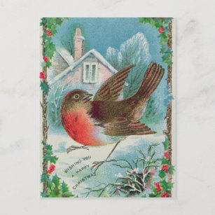Christmas card depicting a robin