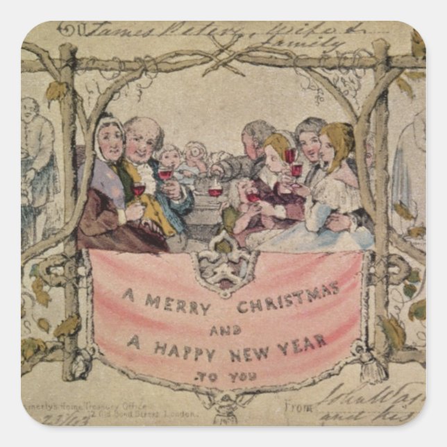 Christmas Card, example of the known Christmas Square Sticker (Front)