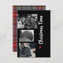 Christmas card family black and white 