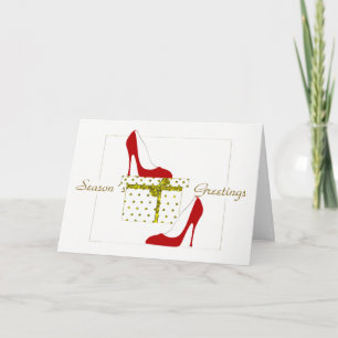 CHRISTMAS  CARD, FASHION RED SHOES GREETINGS HOLIDAY CARD