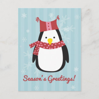 Christmas card featuring cute penguin