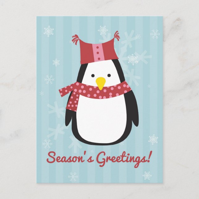 Christmas card featuring cute penguin (Front)
