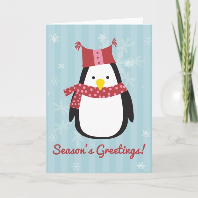 Christmas card featuring cute penguin (Front)