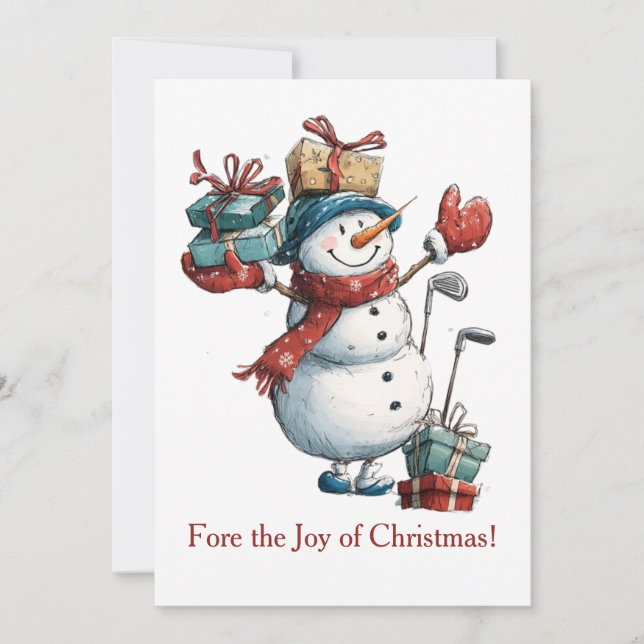 Christmas Card for Golf Lovers – Snowman Design (Front)