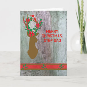 Christmas Card for Step Dad with Rustic Antlers