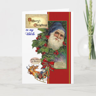 Christmas card for Uncle - Vintage Santa, Sleigh