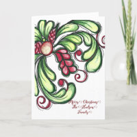 Christmas Card, Hand drawn flourish, Colour pencil