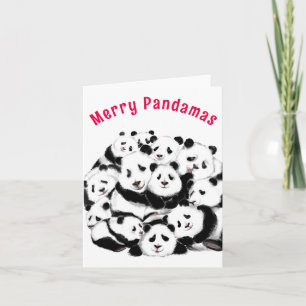 Christmas Card Happy Pandas Family - Painting