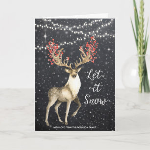Christmas card holiday winter deer snow lights