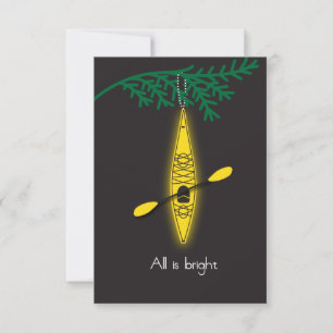 Christmas card invitation Kayak "All is bright"