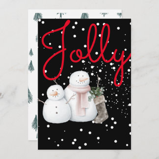 Christmas card , jolly snowmen .