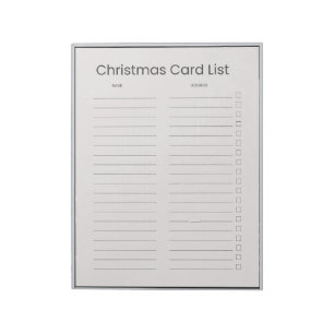 Christmas Card List Notepad