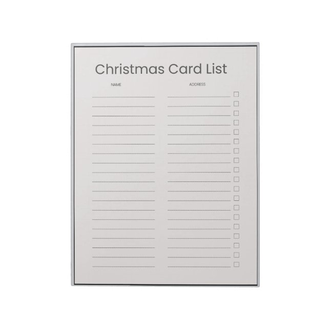 Christmas Card List Notepad (Rotated)
