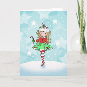 Christmas Card Little Girl with Candycane