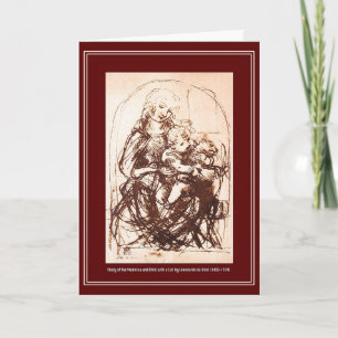 Christmas Card: Madonna & Christ Child holding Cat Holiday Card