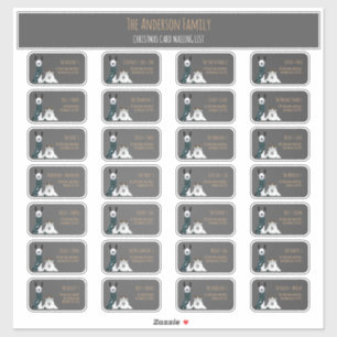 Christmas Card Mailing List Label Set Llama Sheep 