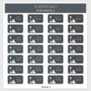 Christmas Card Mailing List Label Set Llama Sheep 